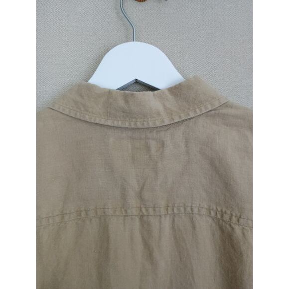 Banana Republic Shirt Mens Adult Large Tan Neutral Coastal Linen Blend Button Up - Picture 5 of 9